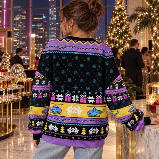 Nakatomi Plaza Christmas Party 1988 Neon knit ugly Christmas sweater - back