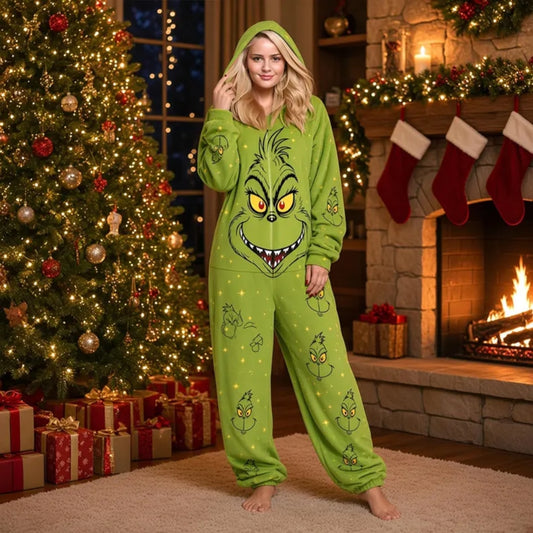 Green Christmas Pajamas – Jumpsuit Onesie, Holiday One Piece Sleepwear, Family Matching Christmas Pajamas, Funny Xmas Gift