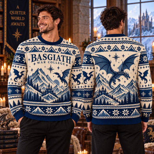 Basgiath War College Blue Knit Ugly Christmas Sweater