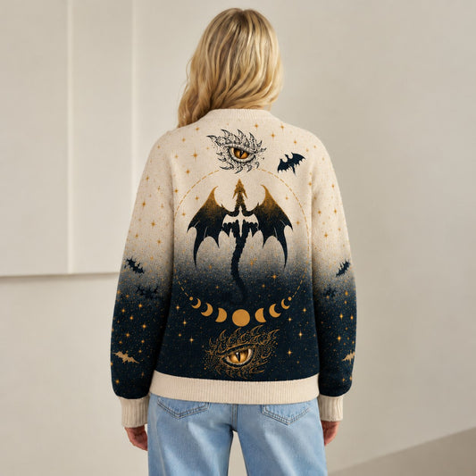 Fourth Wing cardigan Fly or Die Tairn Andarna dragon eyes ombre knit - view 4