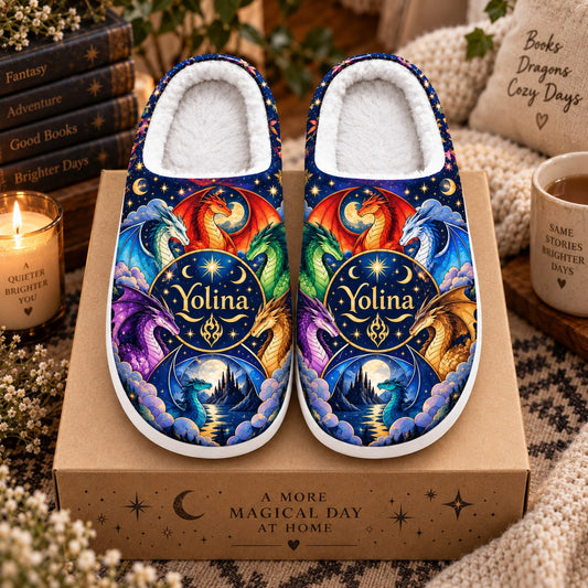 Custom name Wings of Fire dragon tribes slippers - gift box