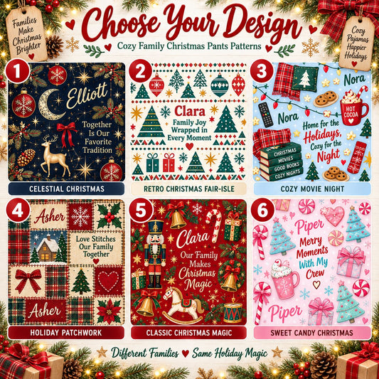 Personalized Christmas satin pajamas fair isle - choose your design, 6 patterns