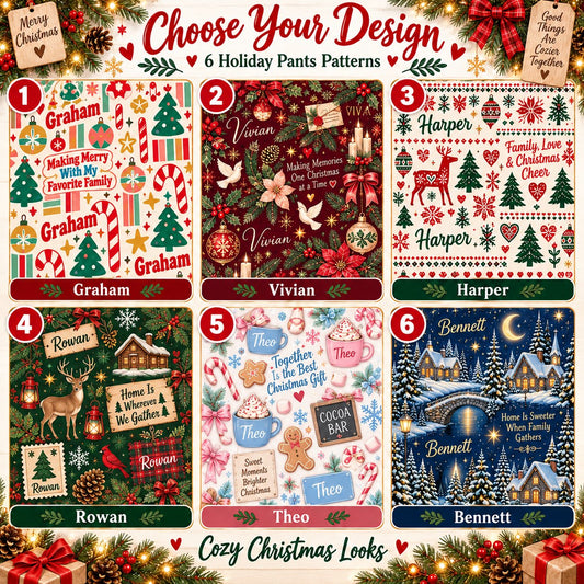 Personalized Christmas satin pajamas retro - choose your design, 6 patterns