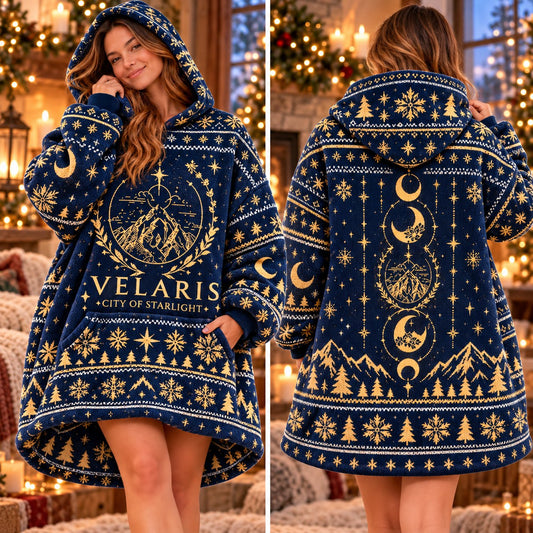 Navy Gold Starlight Mountain City Blanket Hoodie - view 2