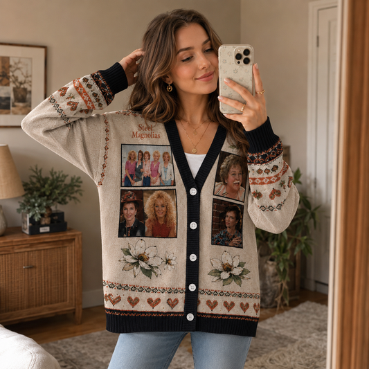 Southern Friendship Knit Cardigan, Vintage Floral Button Up Sweater, Retro Women’s Friendship Cardigan, Best Friend Gift for Her