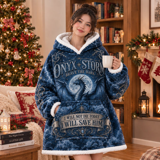 Blue Moonlit Dragon Cloud Blanket Hoodie - view 2