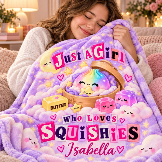 Just a Girl Who Loves Squishies Blanket - cozy fleece close-up