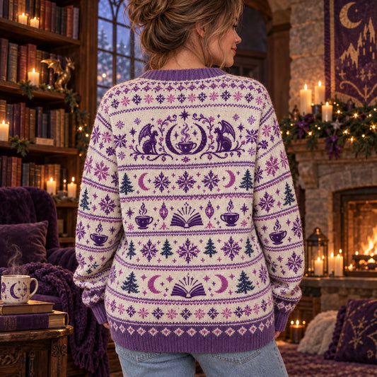 Suriel Tea Co Cream knit ugly Christmas sweater - back