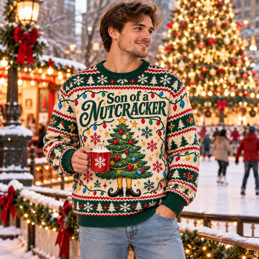 Son of a Nutcracker knit ugly Christmas sweater - worn