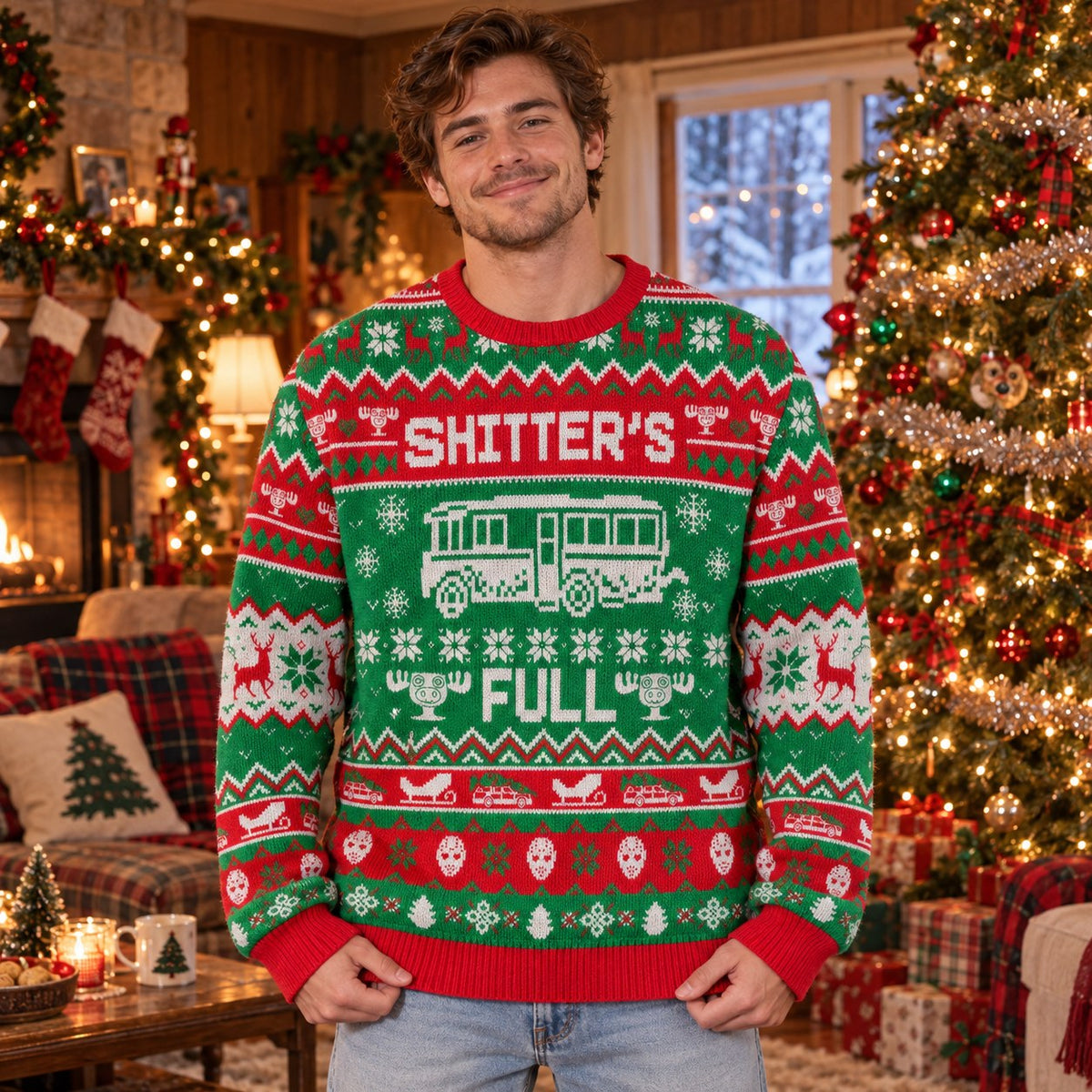 Shitter's Full knit ugly Christmas sweater - front
