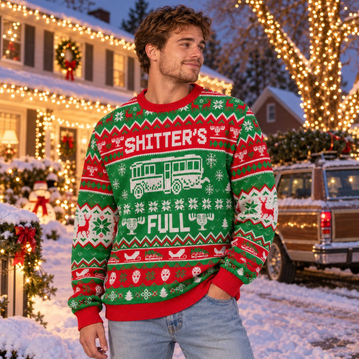 Shitter's Full knit ugly Christmas sweater - worn