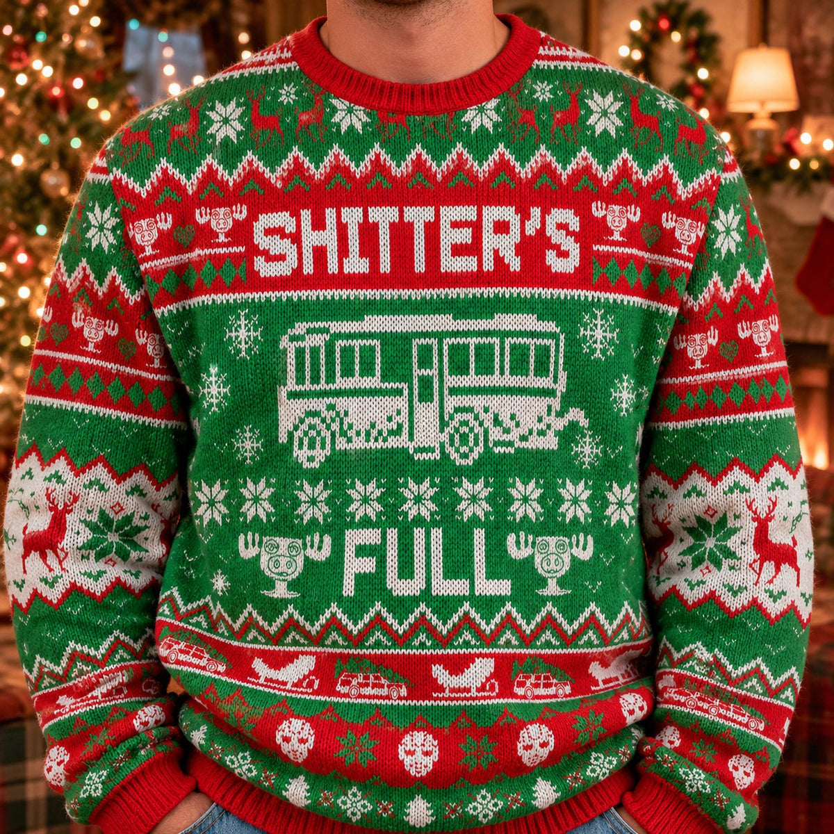Shitter's Full knit ugly Christmas sweater - knit close-up