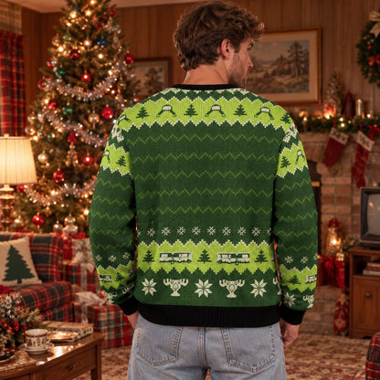 Merry Christmas Shitter Was Full knit ugly Christmas sweater - back