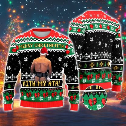 Funny Merry Chrithmith Christmas Ugly Sweater, Holiday Fight Meme Sweater, Humorous Xmas Party Shirt, Adult Christmas Gift