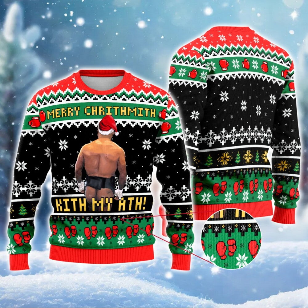 Funny Merry Chrithmith Christmas Ugly Sweater, Holiday Fight Meme Sweater, Humorous Xmas Party Shirt, Adult Christmas Gift