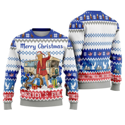 Patriotic American Christmas Ugly Sweater, USA Holiday Sweater, Presidential Christmas Shirt, American Xmas Gift