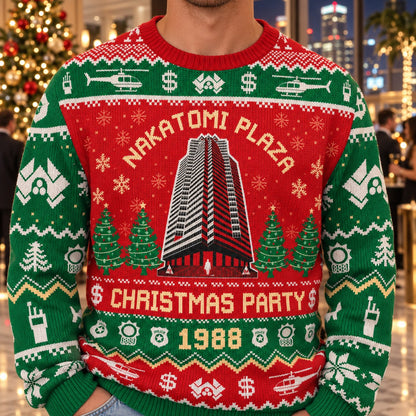 Nakatomi Plaza Christmas Party 1988 knit ugly Christmas sweater - knit close-up