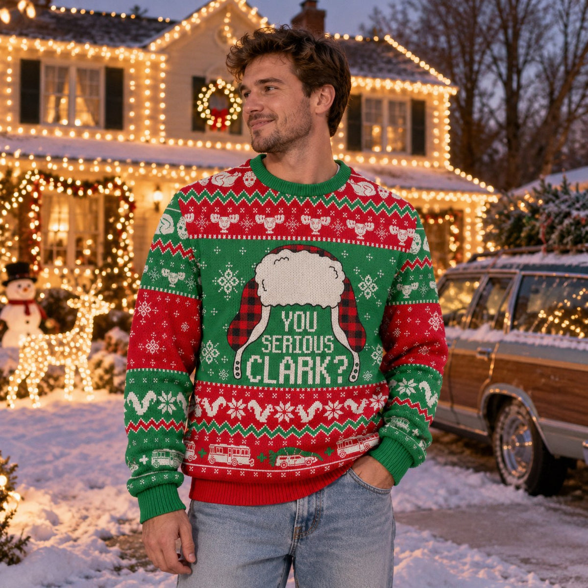 You Serious Clark knit ugly Christmas sweater - worn
