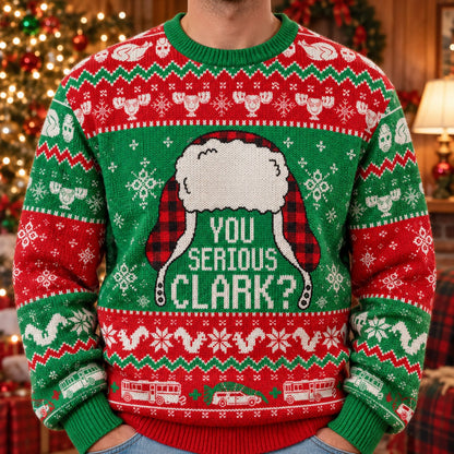 You Serious Clark knit ugly Christmas sweater - knit close-up
