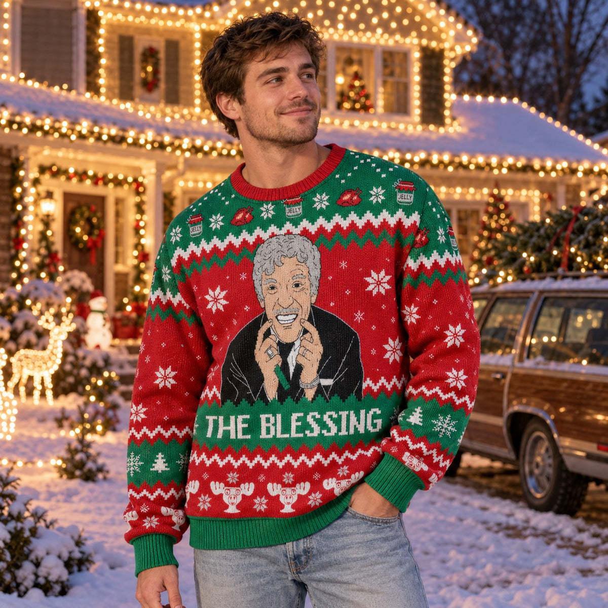 The Blessing Grace knit ugly Christmas sweater - worn