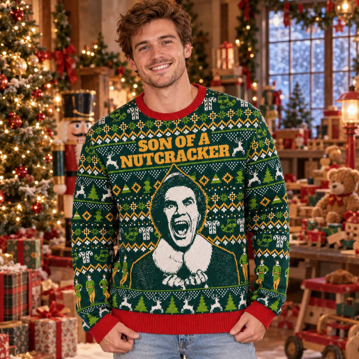 Son of a Nutcracker knit ugly Christmas sweater - front