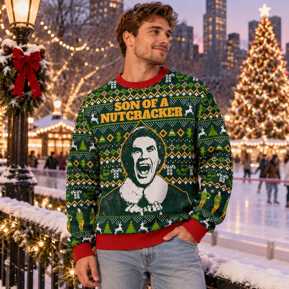 Son of a Nutcracker knit ugly Christmas sweater - worn