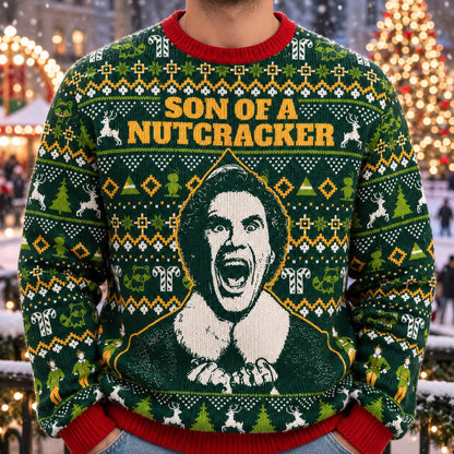Son of a Nutcracker knit ugly Christmas sweater - knit close-up