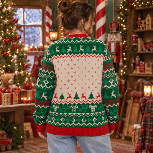 Santa I Know Him knit ugly Christmas sweater - back