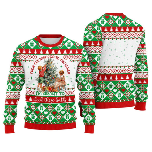 Funny Ugly Christmas Sweater - Deck These Halls Holiday Party Sweatshirt