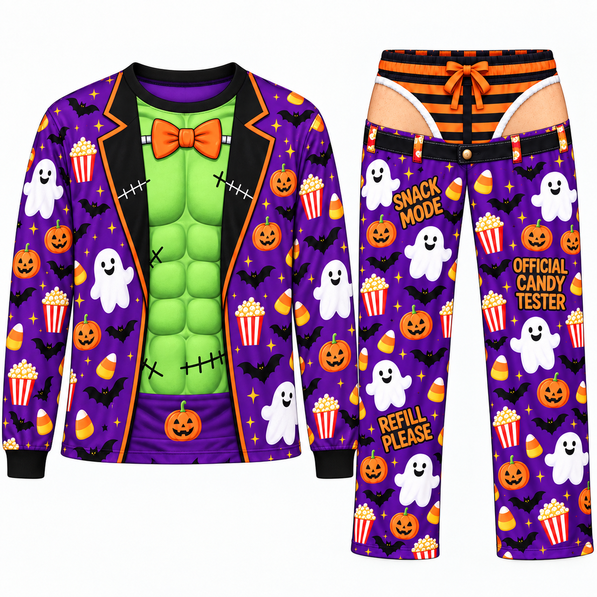 Funny Halloween Pajamas for Adults, Couples Ugly Sweater Halloween, Hulkk Pumpkin Costume PJs, Halloween Party Sleepwear