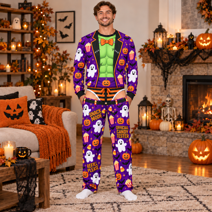 Funny Halloween Pajamas for Adults, Couples Ugly Sweater Halloween, Hulkk Pumpkin Costume PJs, Halloween Party Sleepwear