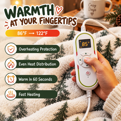 Christmas Heated Wearable Blanket, Sherpa Hooded Blanket with Heater Controller