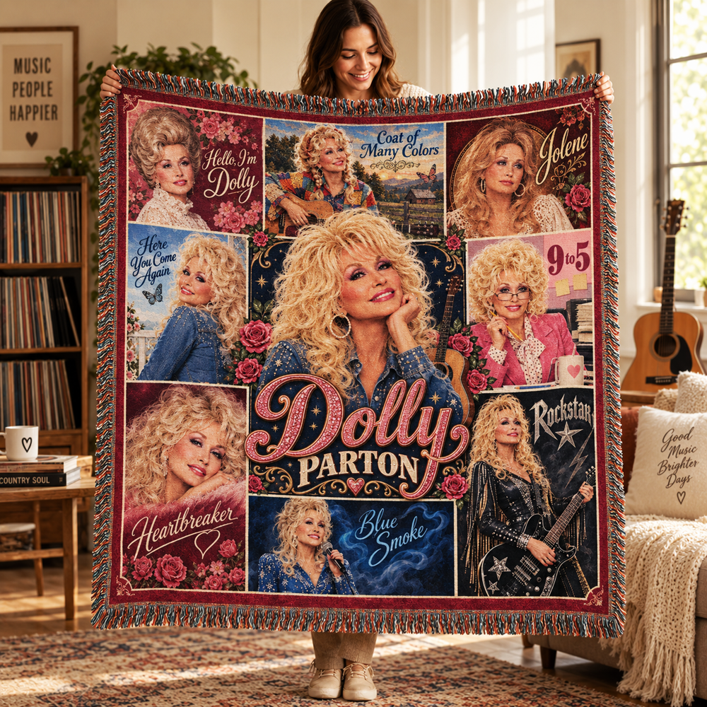 Country Music Cowgirl Woven Blanket, Pink Western Fan Gift Country Concert Tapestry Blanket