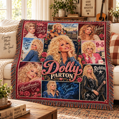 Country Music Cowgirl Woven Blanket, Pink Western Fan Gift Country Concert Tapestry Blanket