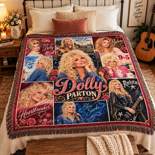 Country Music Cowgirl Woven Blanket, Pink Western Fan Gift Country Concert Tapestry Blanket