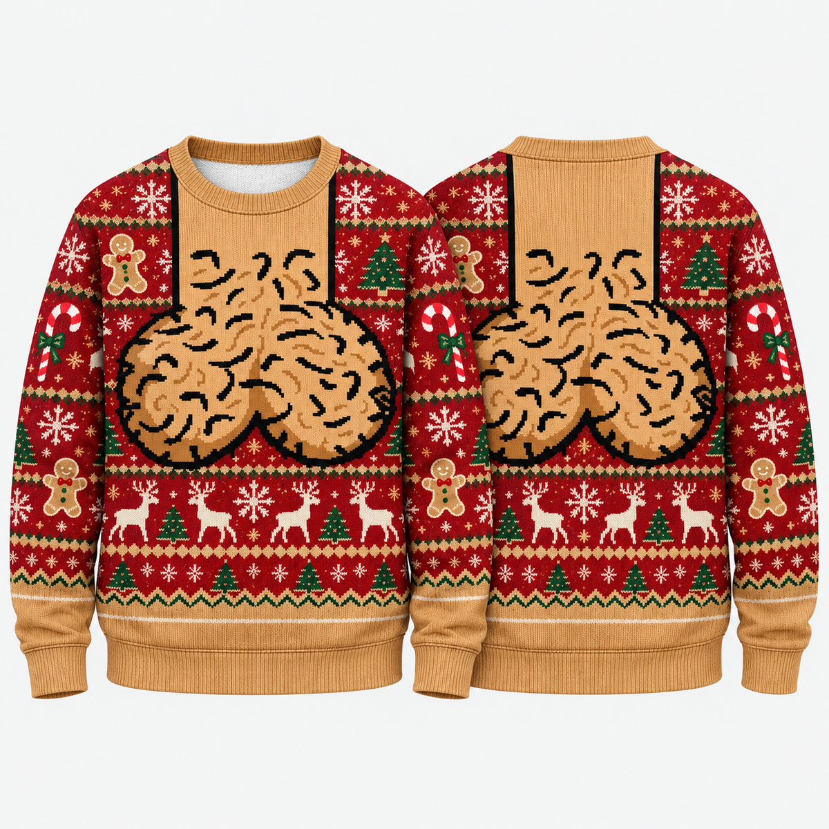 Funny Christmas Sweater & Pants Set, Festive Holiday Novelty Outfit, Gingerbread Reindeer Winter Set, Ugly Christmas Party Gift