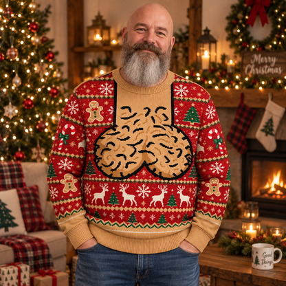 Funny Christmas Sweater & Pants Set, Festive Holiday Novelty Outfit, Gingerbread Reindeer Winter Set, Ugly Christmas Party Gift