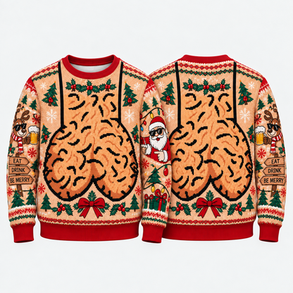 Christmas Novelty Outfit Set, Funny Holiday Sweater and Pants, Festive Gingerbread Winter Wear, Ugly Christmas Party Outfit