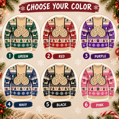 Men’s Funny Christmas Sweater, Novelty Holiday Graphic Pullover, Green Festive All-Over Print Ugly Sweater, Christmas Party Gift