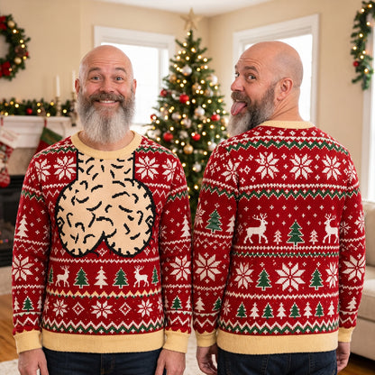 Funny Christmas Ugly Sweater, Novelty Festive Graphic Pullover, Holiday Party Sweater for Men and Women, Fun Christmas Gift