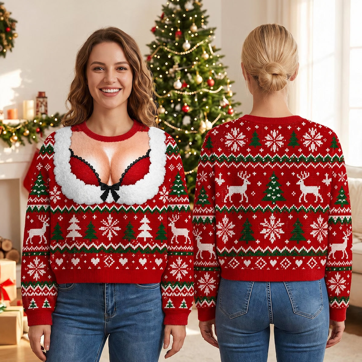 Funny Christmas Ugly Sweater, Novelty Festive Graphic Pullover, Holiday Party Sweater for Men and Women, Fun Christmas Gift