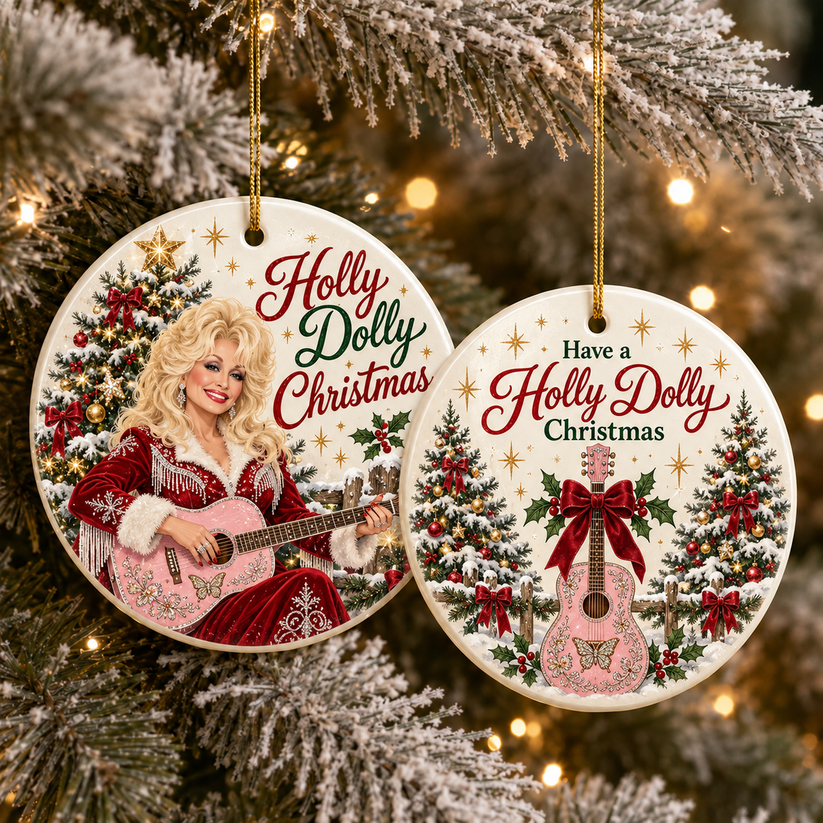 Country Music Fan Ceramic Ornaments - Coats of many Colors Song Fan - Christmas Ornament - Christmas Home Decor