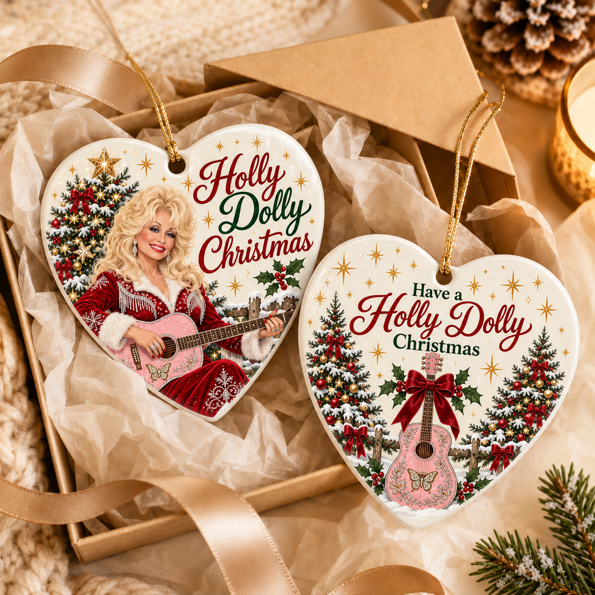 Country Music Fan Ceramic Ornaments - Coats of many Colors Song Fan - Christmas Ornament - Christmas Home Decor