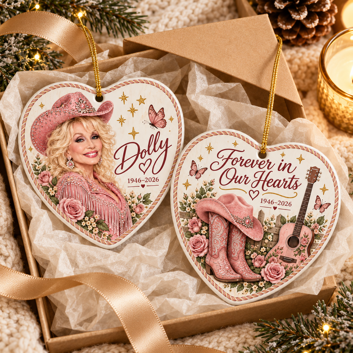 Country Music Fan Ceramic Ornaments - Coats of many Colors Song Fan - Christmas Ornament - Christmas Home Decor