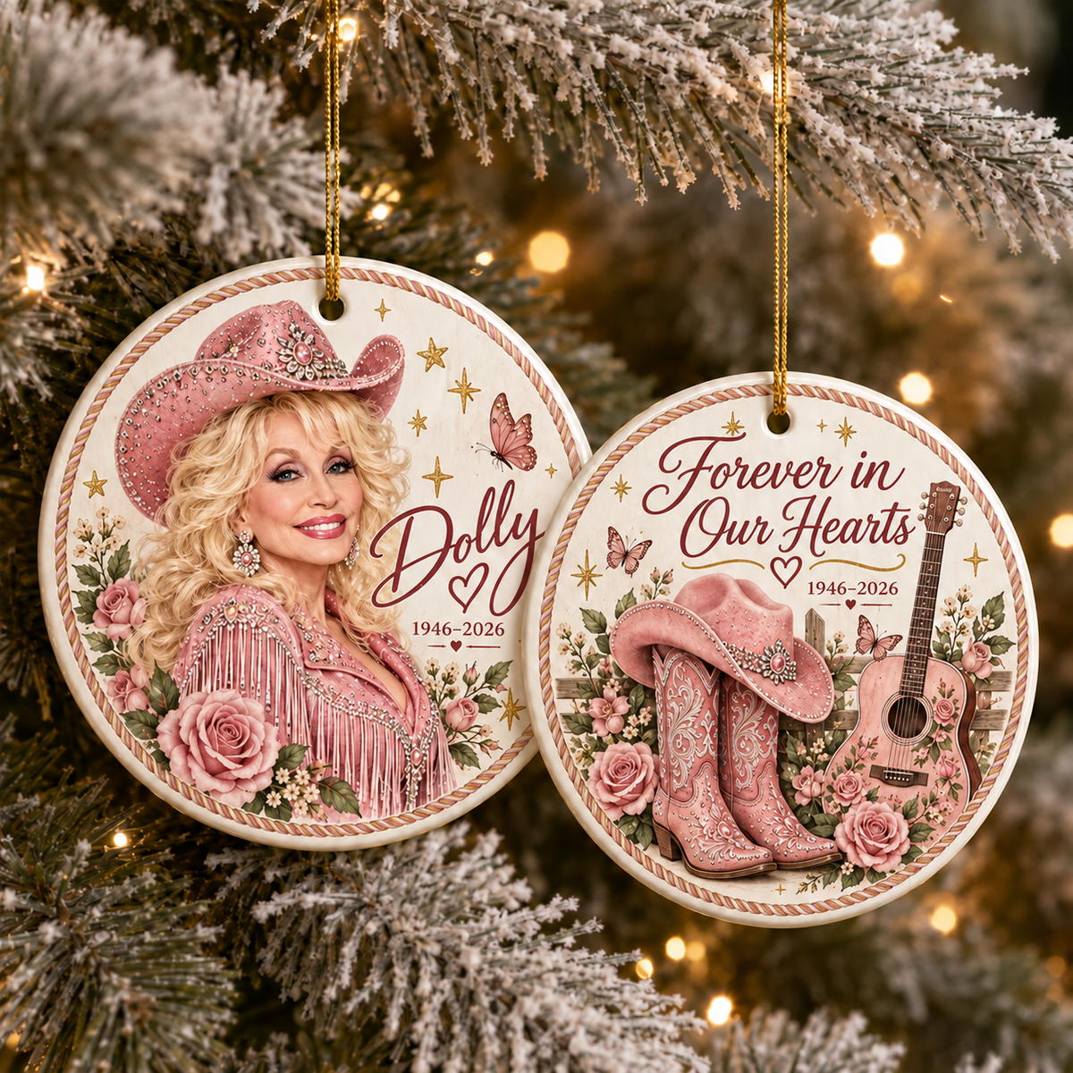 Country Music Fan Ceramic Ornaments - Coats of many Colors Song Fan - Christmas Ornament - Christmas Home Decor