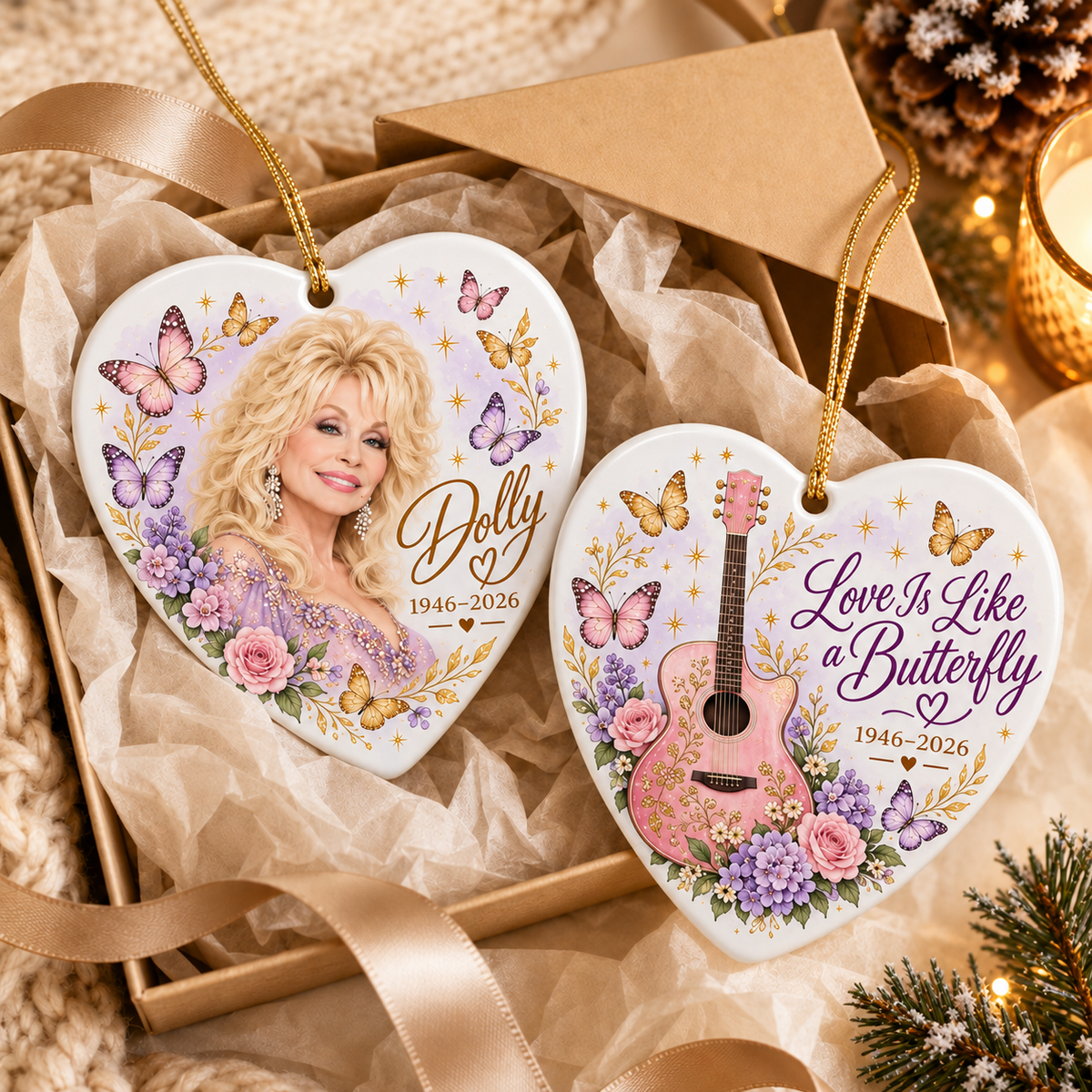 Country Music Fan Ceramic Ornaments - Coats of many Colors Song Fan - Christmas Ornament - Christmas Home Decor