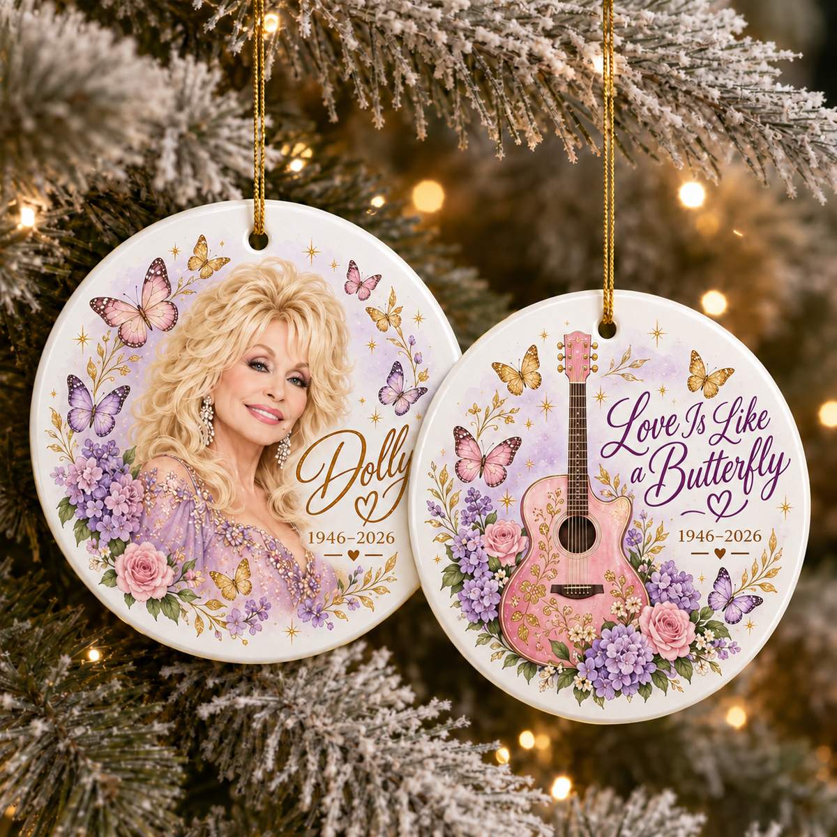 Country Music Fan Ceramic Ornaments - Coats of many Colors Song Fan - Christmas Ornament - Christmas Home Decor