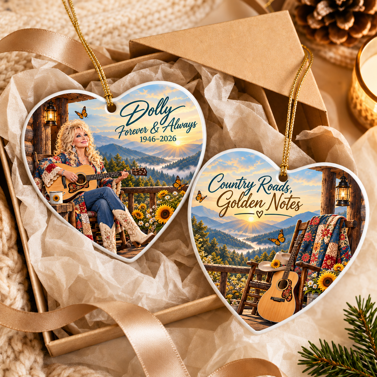 Country Music Fan Ceramic Ornaments - Coats of many Colors Song Fan - Christmas Ornament - Christmas Home Decor