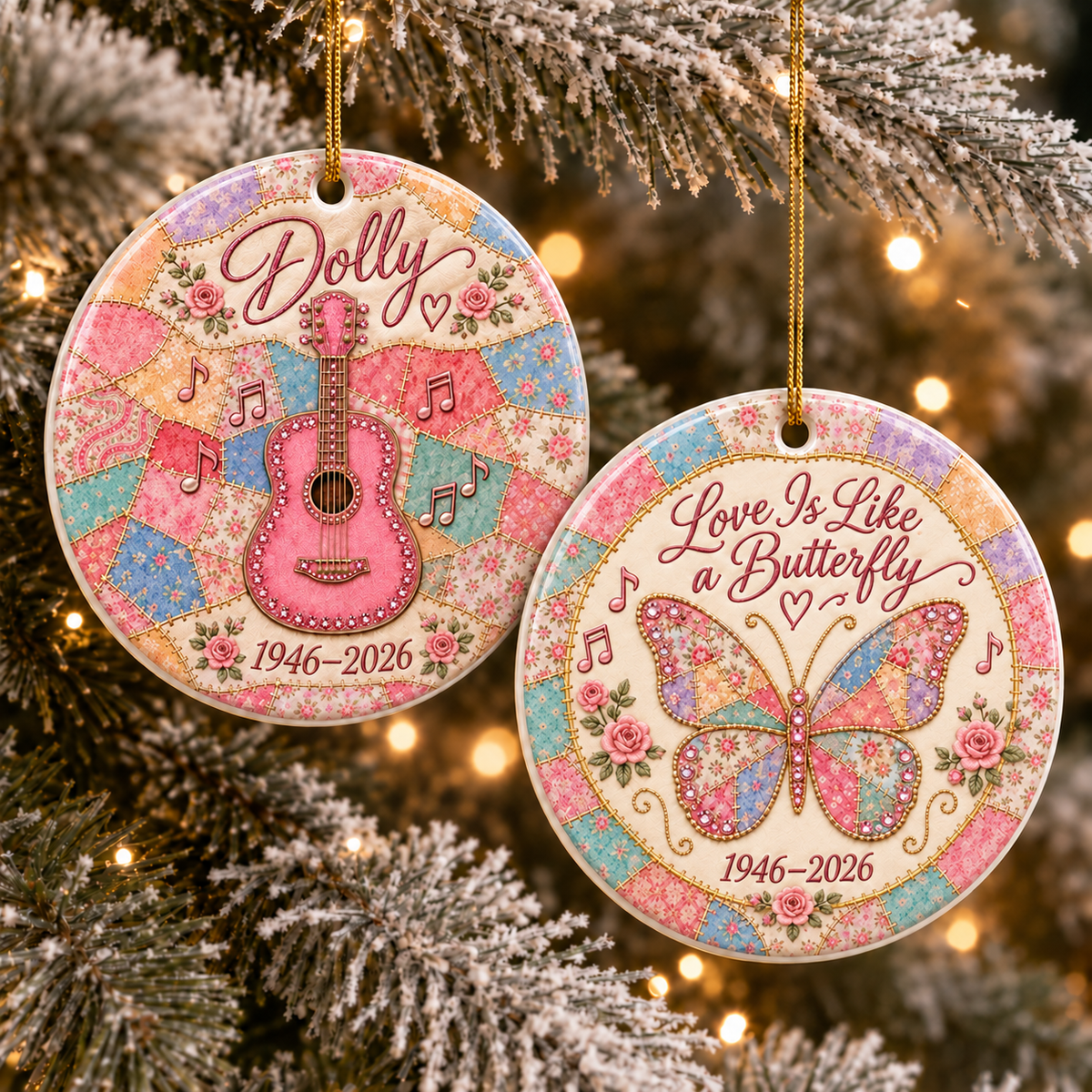 Country Music Fan Ceramic Ornaments - Coats of many Colors Song Fan - Christmas Ornament - Christmas Home Decor
