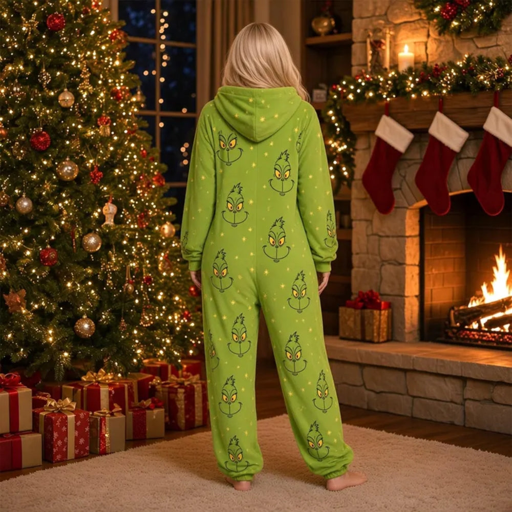 Green Christmas Pajamas – Jumpsuit Onesie, Holiday One Piece Sleepwear, Family Matching Christmas Pajamas, Funny Xmas Gift